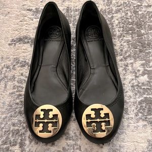 Tory Burch Black/Gold Reva Mestico Ballet Flats